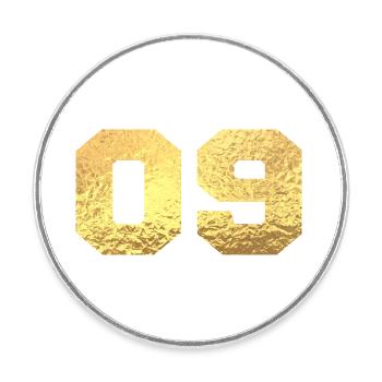 Nummer 9 Gold Glitter - 9. Jahrestag - Runder Kühlschrankmagnet - Weiß - Vorne