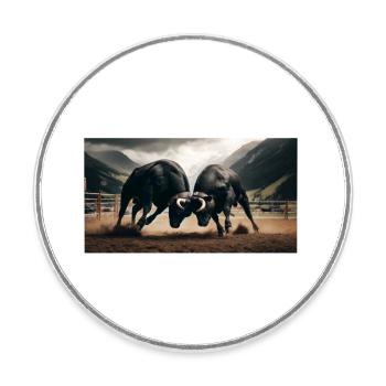 Taureaux d’Hérens - Magnet rond - blanc - Devant