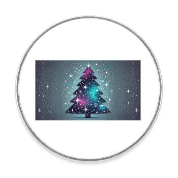 Weihnachtsbaum mit Glitzer - Runder Kühlschrankmagnet - Weiß - Vorne