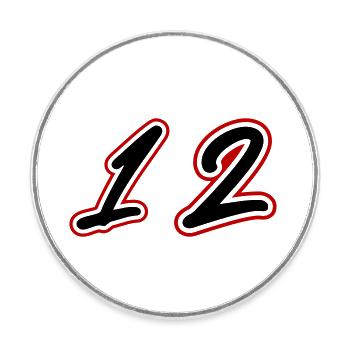 12 Number - Round  fridge magnet - white - Front