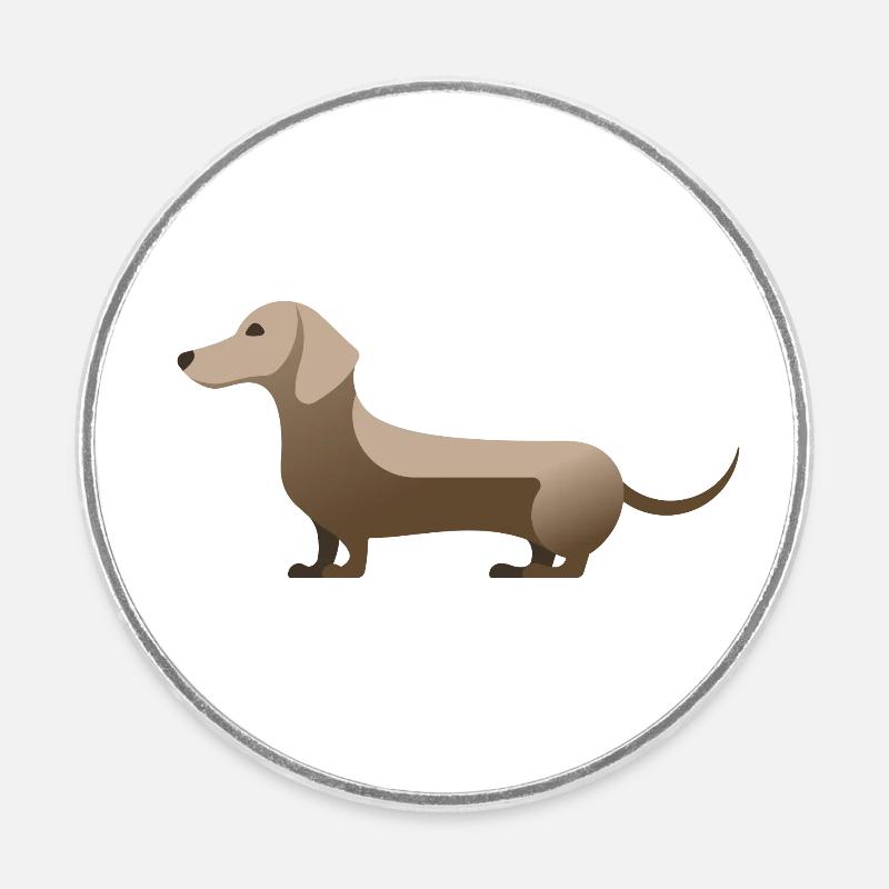 Petit teckel mignon gris clair grège - Magnet rond - blanc