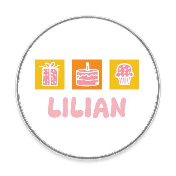 First name Lilian - Round  fridge magnet - white - Front