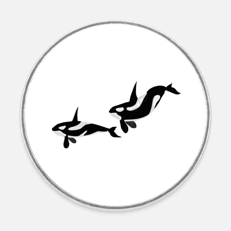 Orcas - Magnet rond - blanc