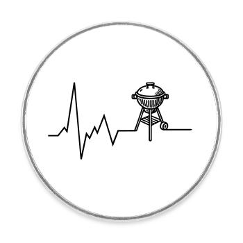 Heartbeat BBQ Grill Grilling - Round  fridge magnet - white - Front