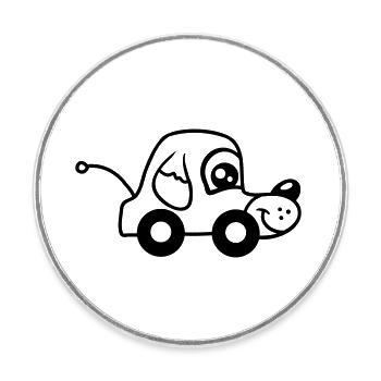 Hund Auto Spielzeug Ferngesteuert fahren Räder Süß - Runder Kühlschrankmagnet - Weiß - Vorne
