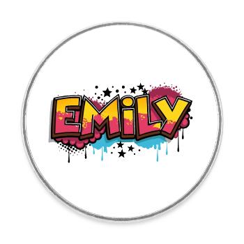 Emily Graffiti Cool Name First Name - Round  fridge magnet - white - Front