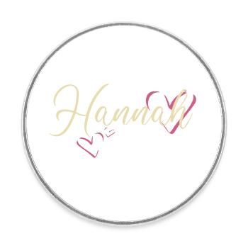 Hannah Name Vorname Kalligrafieherz - Runder Kühlschrankmagnet - Weiß - Vorne
