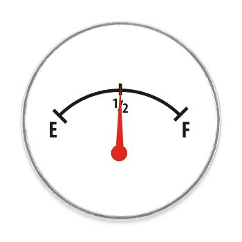 Jauge de carburant réservoir à moitié plein - Magnet rond - blanc - Devant