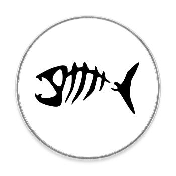 Piranha FischFish Bone Grete - Runder Kühlschrankmagnet - Weiß - Vorne