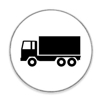 Lorry (truck) - Round  fridge magnet - white - Front