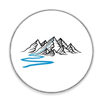 route fluss wanderweg berge huegel alpen wandern u - Runder Kühlschrankmagnet - Weiß - Vorne
