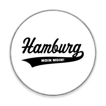 Hamburg – Moin Moin! - Runder Kühlschrankmagnet - Weiß - Vorne