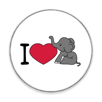 elefant i love liebe herz sitzend suess kalb klein - Runder Kühlschrankmagnet - Weiß - Vorne