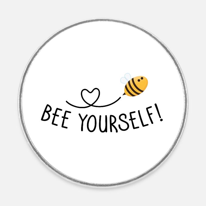 Bee yourself - Round  fridge magnet - white