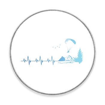 Parapente - Parapentiste - Magnet rond - blanc - Devant