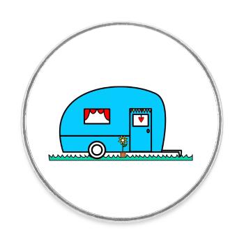 caravan. winnow. CAMPING CAR. camping. summer. humor. - Round  fridge magnet - white - Front