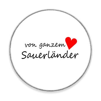 Von ganzem Herzen Sauerländer - Runder Kühlschrankmagnet - Weiß - Vorne