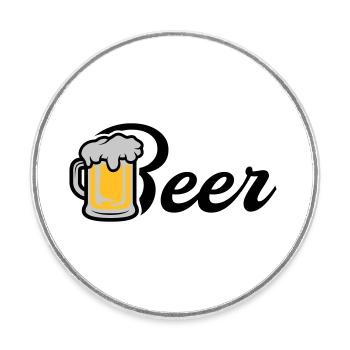 Bière Maßkrug - Magnet rond - blanc - Devant