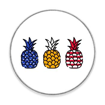 Pineapple America - Round  fridge magnet - white - Front