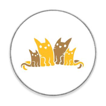 Papa Mama Cats Family - Round  fridge magnet - white - Front