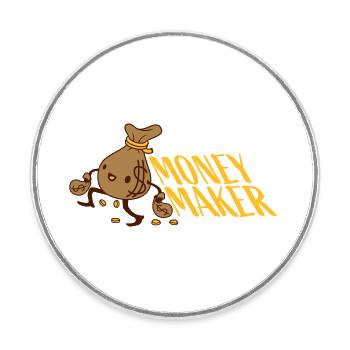 Money Maker happy money bag - Round  fridge magnet - white - Front