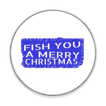 Cadeaux Dictons Rod Fish Head Santa Angling - Magnet rond - blanc - Devant
