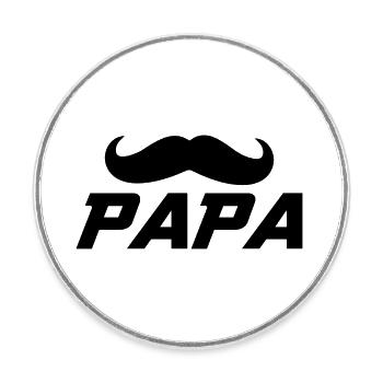 Papa et moustache - Magnet rond - blanc - Devant
