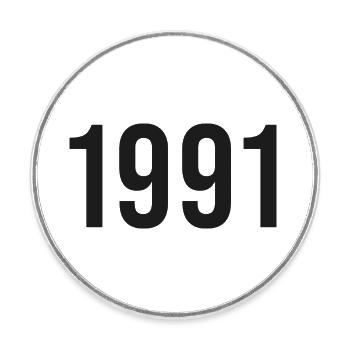 1991 - Runder Kühlschrankmagnet - Weiß - Vorne