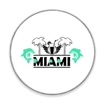 Miami - Round  fridge magnet - white - Front