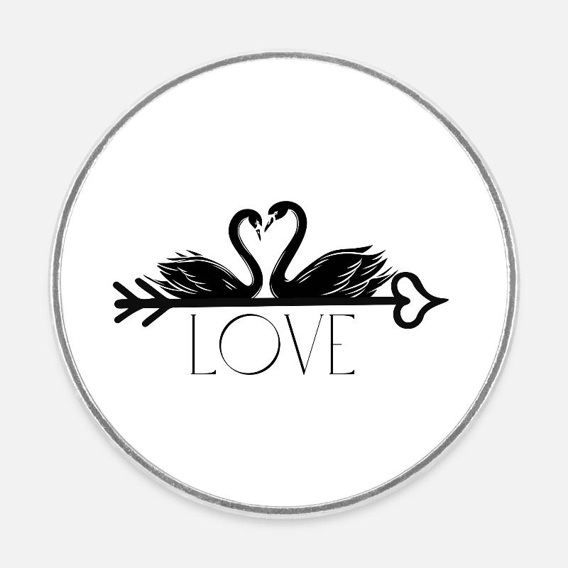 Liebe Schwan Design - Runder Kühlschrankmagnet - Weiß