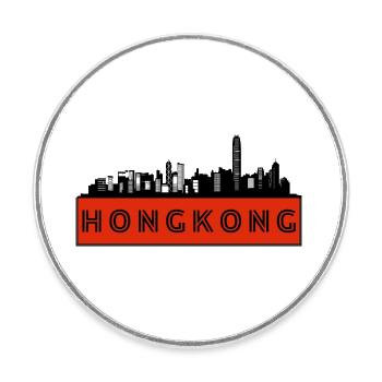 City of Hong Kong - China - Round  fridge magnet - white - Front