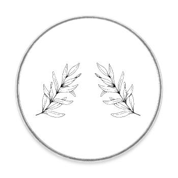 Leaf branch - Round  fridge magnet - white - Front