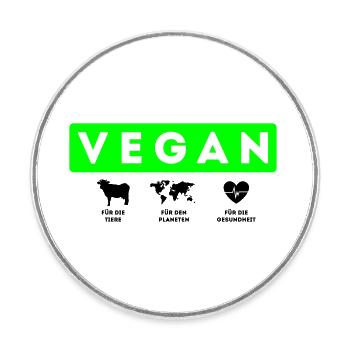 Vegan, Tiere Planeten Gesundheit - Runder Kühlschrankmagnet - Weiß - Vorne