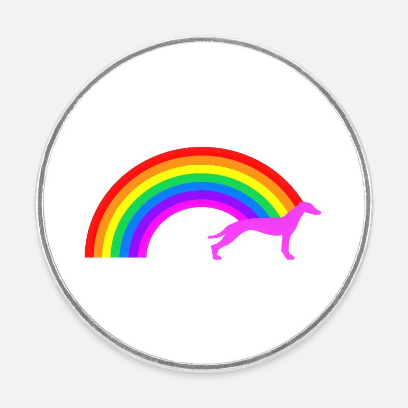Greyhound Rainbow - Round  fridge magnet - white