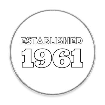 Established 1961 - Round  fridge magnet - white - Front