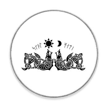 Odin Geri und Freki 4 - Runder Kühlschrankmagnet - Weiß - Vorne