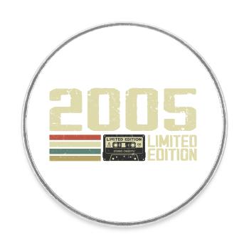 Born in 2005 - Vintage 2005 - 19th Anniversary Retro - Round  fridge magnet - white - Front