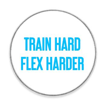 Train Hard Flex Harder - Runder Kühlschrankmagnet - Weiß - Vorne