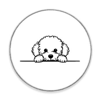 Peeking Maltese - Maltipoo Vector - Round  fridge magnet - white - Front