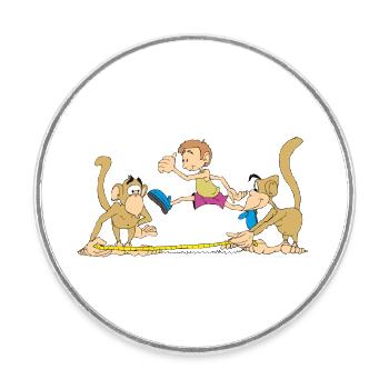 Singes dans la compétition athlétique - Magnet rond - blanc - Devant