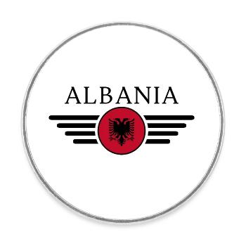 Albanie Style Design T-shirt - Magnet rond - blanc - Devant