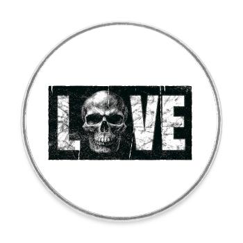 LoveSkull - Runder Kühlschrankmagnet - Weiß - Vorne