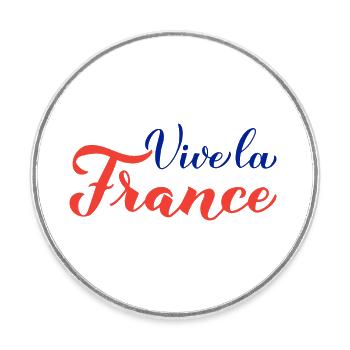 France Supporter Supportrice France Drapeau - Magnet rond - blanc - Devant