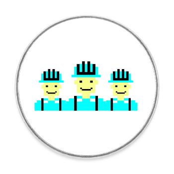 Construction Worker Pixel 02 - Round  fridge magnet - white - Front