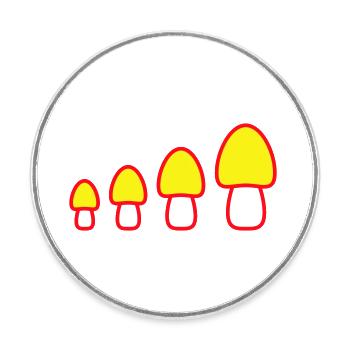 Many Yellow Mushrooms 4 Small Large Row Four Fungus - Round  fridge magnet - white - Front