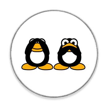 2 Penguins Talking Nothing See Mute Blind Friends - Round  fridge magnet - white - Front