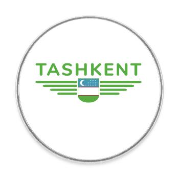 T-shirt Tachkent – Cœur de l’Ouzbékistan - Magnet rond - blanc - Devant