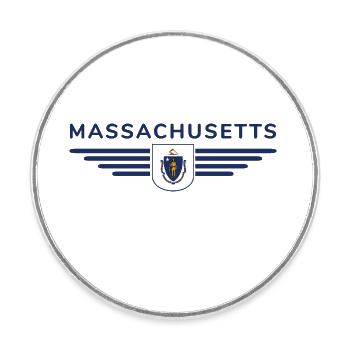 Massachusetts Fan T-Shirt – Stylisch & Einzigartig - Runder Kühlschrankmagnet - Weiß - Vorne