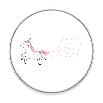 Glitzer-Pupsendes Einhorn - Runder Kühlschrankmagnet - Weiß - Vorne