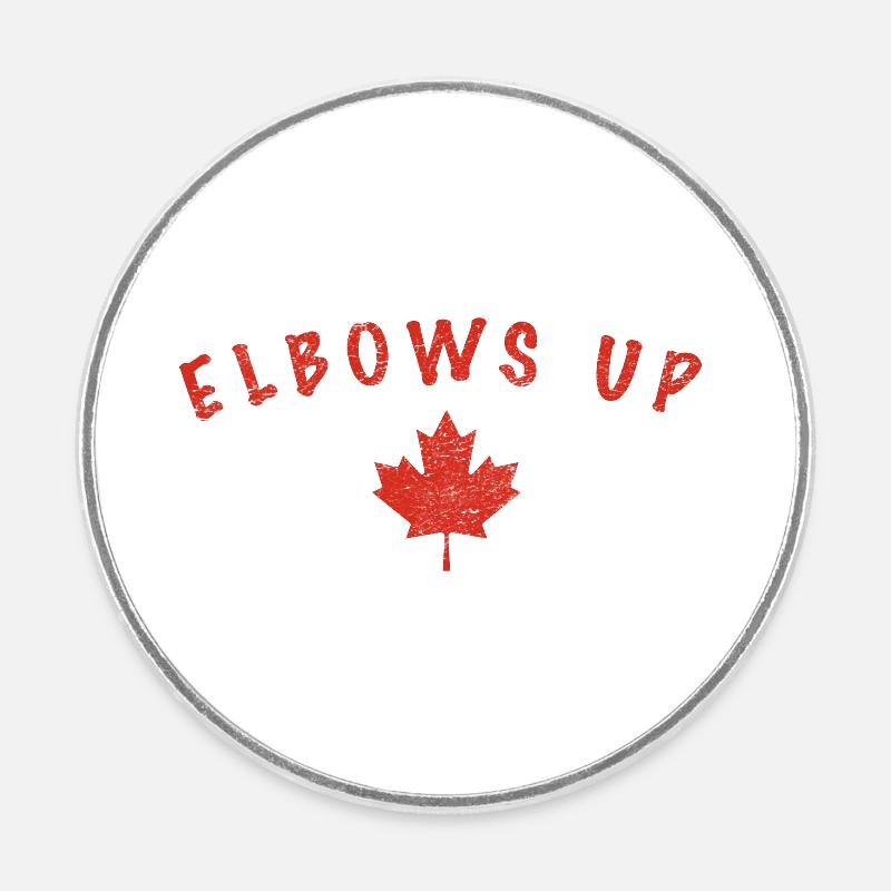 Support Canada – Elbows Up with Maple Leaf - Round  fridge magnet - white